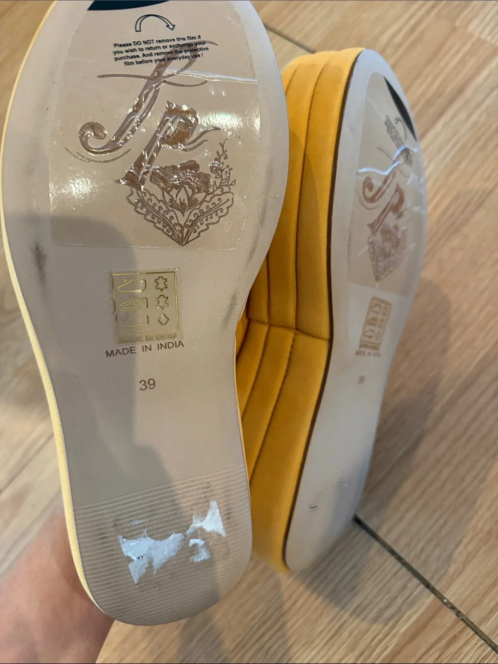 Free People Yellow-Orange Platform Slide Sandals